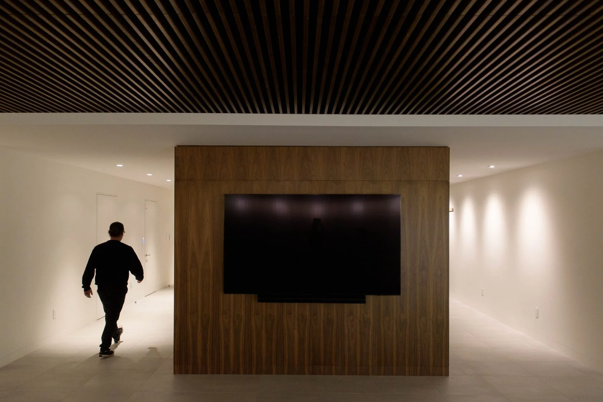 Wadden Electric project — living room with Control4 automated lighting scene active