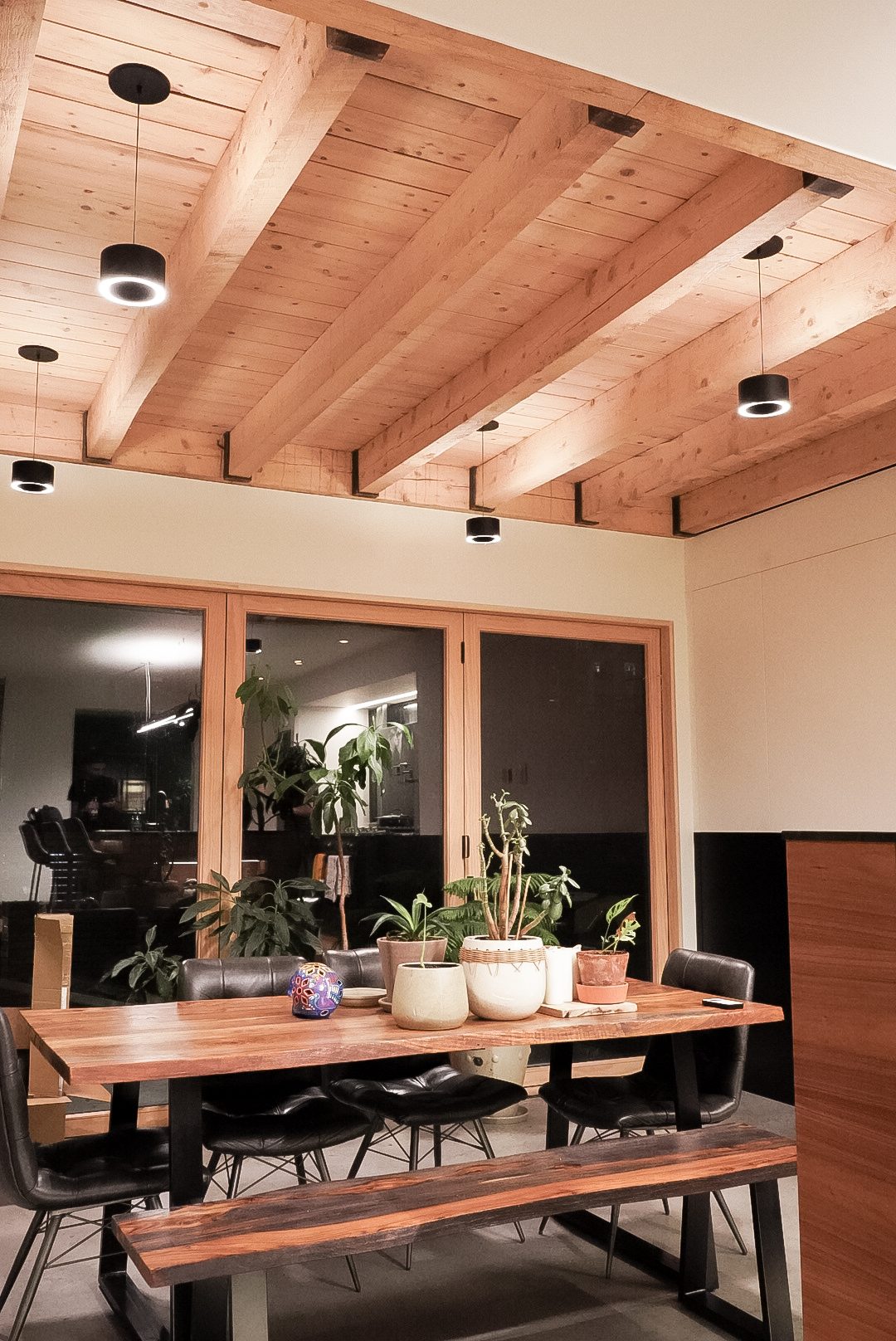 Bright modern kitchen with automated shading and natural light